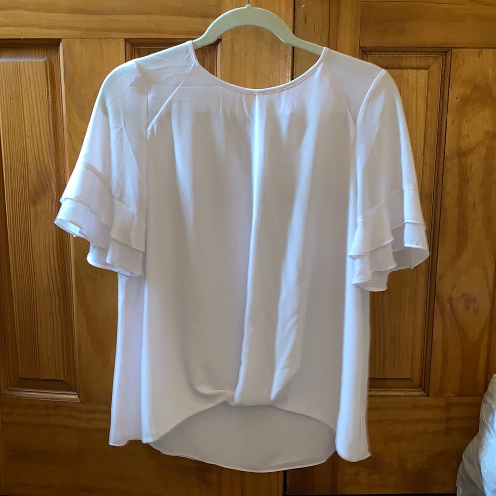 Light Pink Blouse with Ruffle Sleeves, Size L